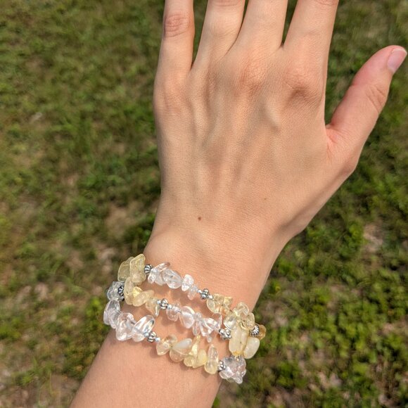 Citrine and Clear Quartz Crystal Gemstone Bracelet - Picture 11 of 13